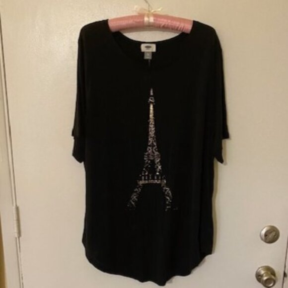 Old Navy Black Eiffel Tower Graphic Tee - Picture 1 of 7